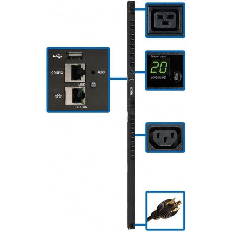 PDU Tripp-Lite Monofásico 3.7kW LX TomaS 200V 230V 20 C13 y 4 C19 C20/L6-20P 0U PDUMV20HVNETLX